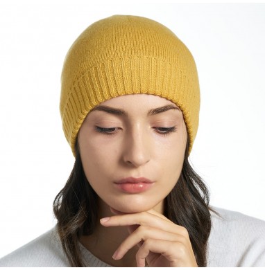 Knitted hat LIFE mustard...