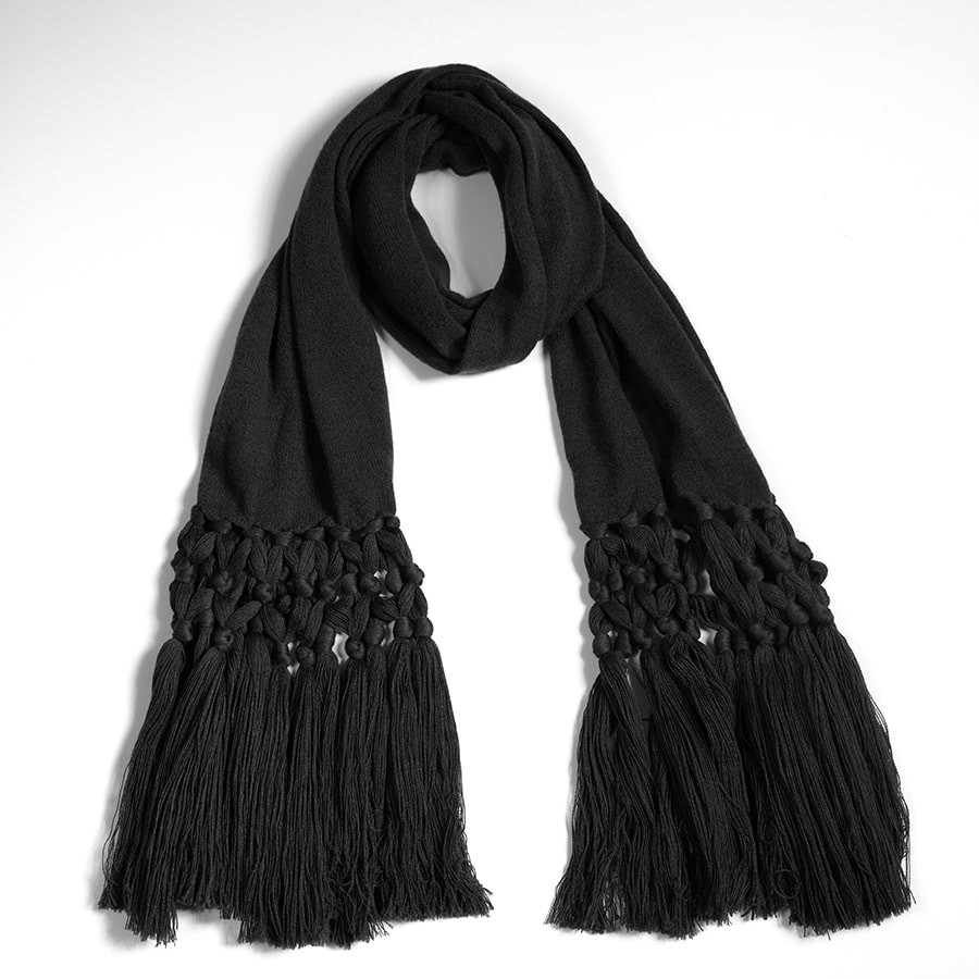 Love Cashmere Sciarpa Tubolare da Donna in 100% Cashmere (Women's Cashmere Snood Scarf) - Nero - Realizzato a mano ad in Scozia