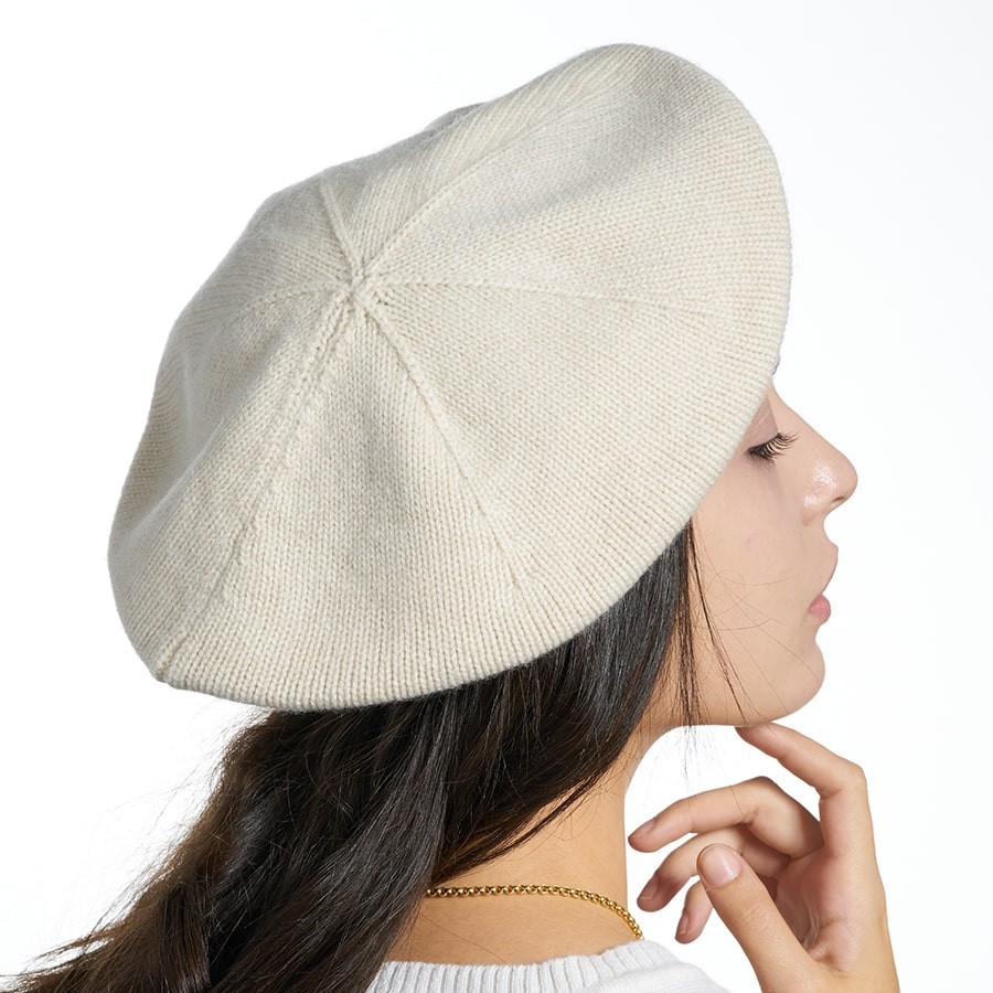 Beret RASO beige 70% wool 30% cashmere