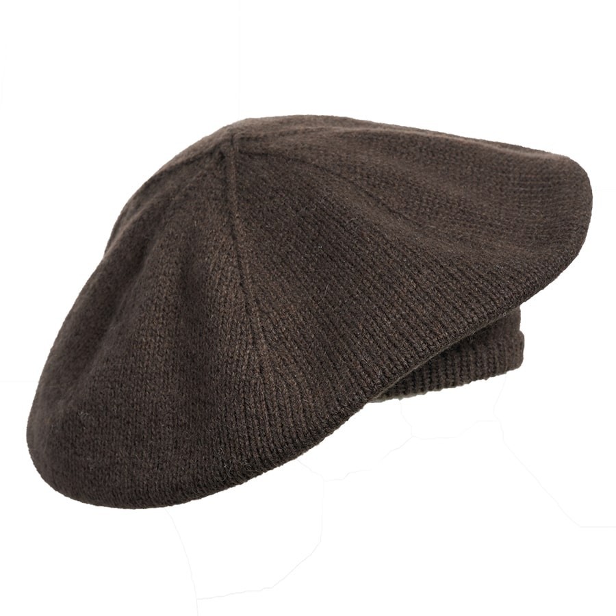 basco marrone in maglia rasata lana cashmere